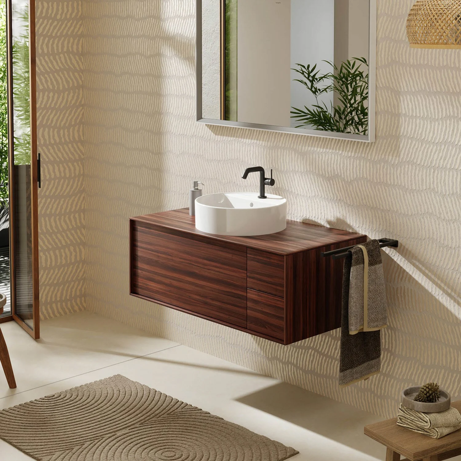 hansgrohe Xuniva S Aufsatzwaschtisch Ø 45 cm, mit 1 Hahnloch, mit Überlauf, mit SmartClean Bild 8
