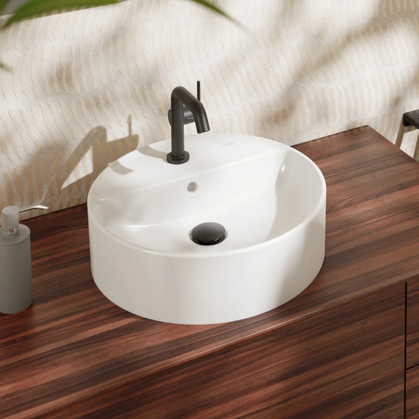 hansgrohe Xuniva S Aufsatzwaschtisch Ø 45 cm, mit 1 Hahnloch, mit Überlauf, mit SmartClean