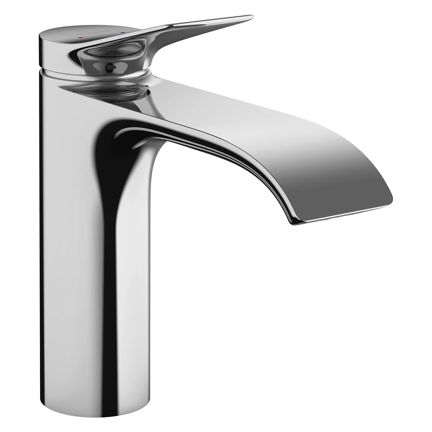 Chromowana bateria jednouchwytowa widok z przodu, hansgrohe