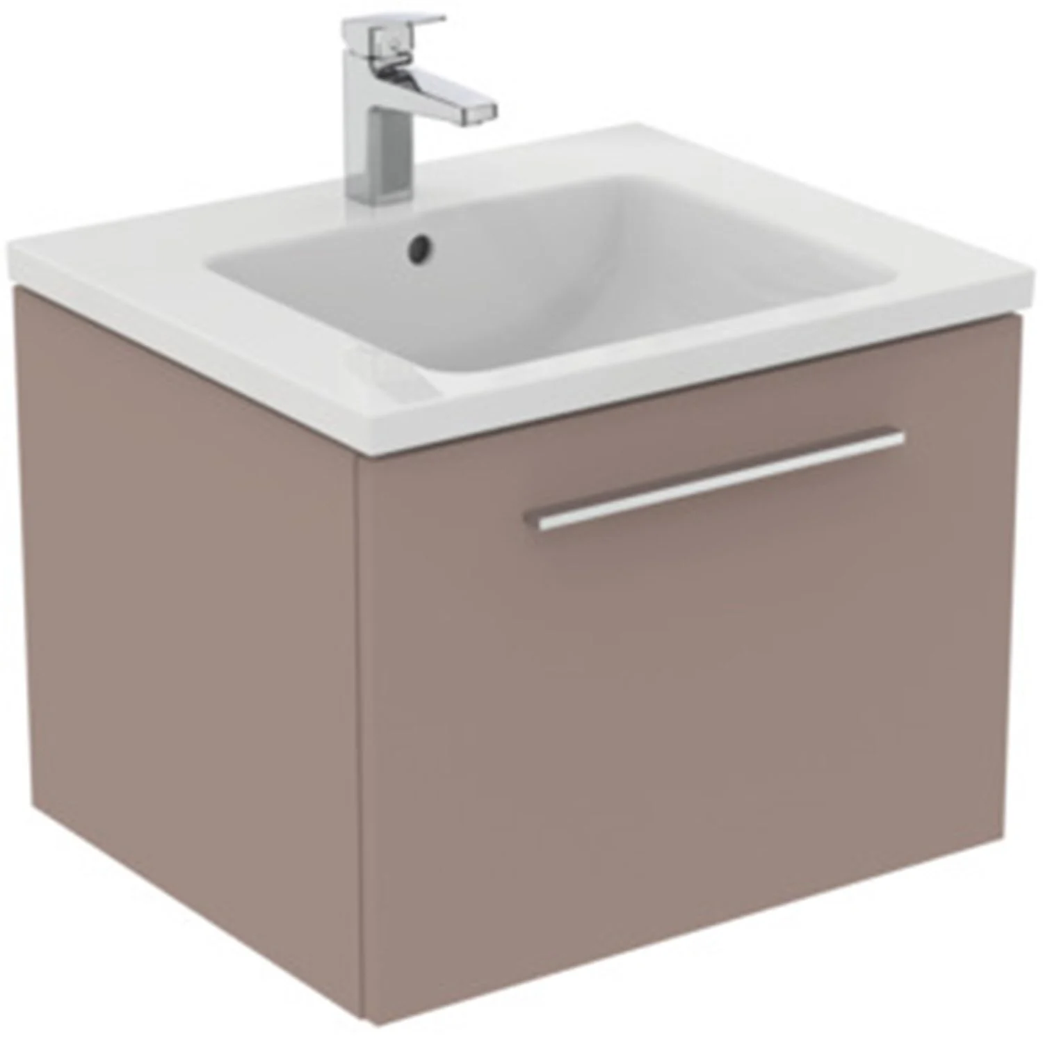 Szafka pod umywalkę w kolorze taupe, widok z przodu, Ideal Standard