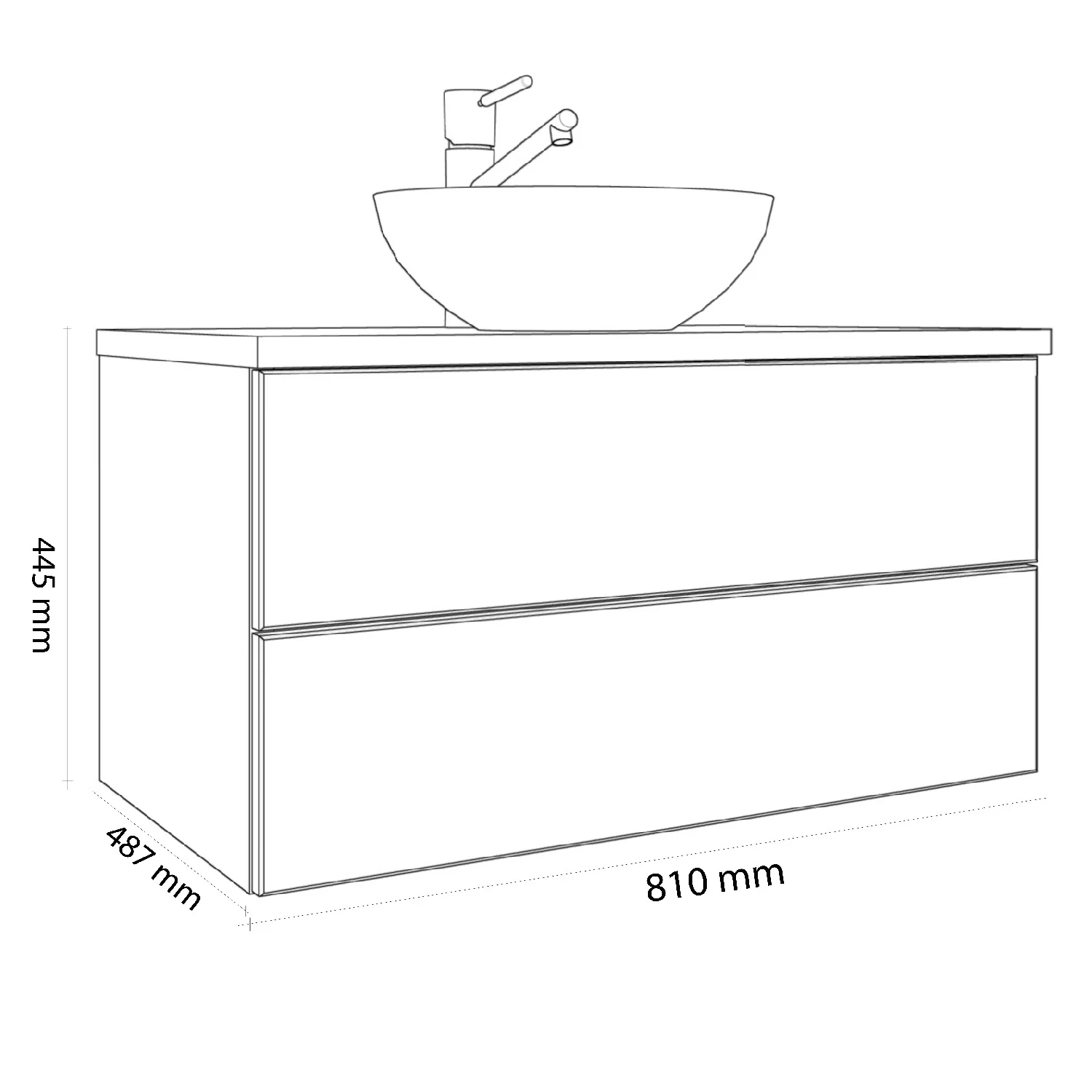 Kronenbach Cube Waschtischkonsole 81 cm mit 2 Auszügen und TIP-ON Bild 5