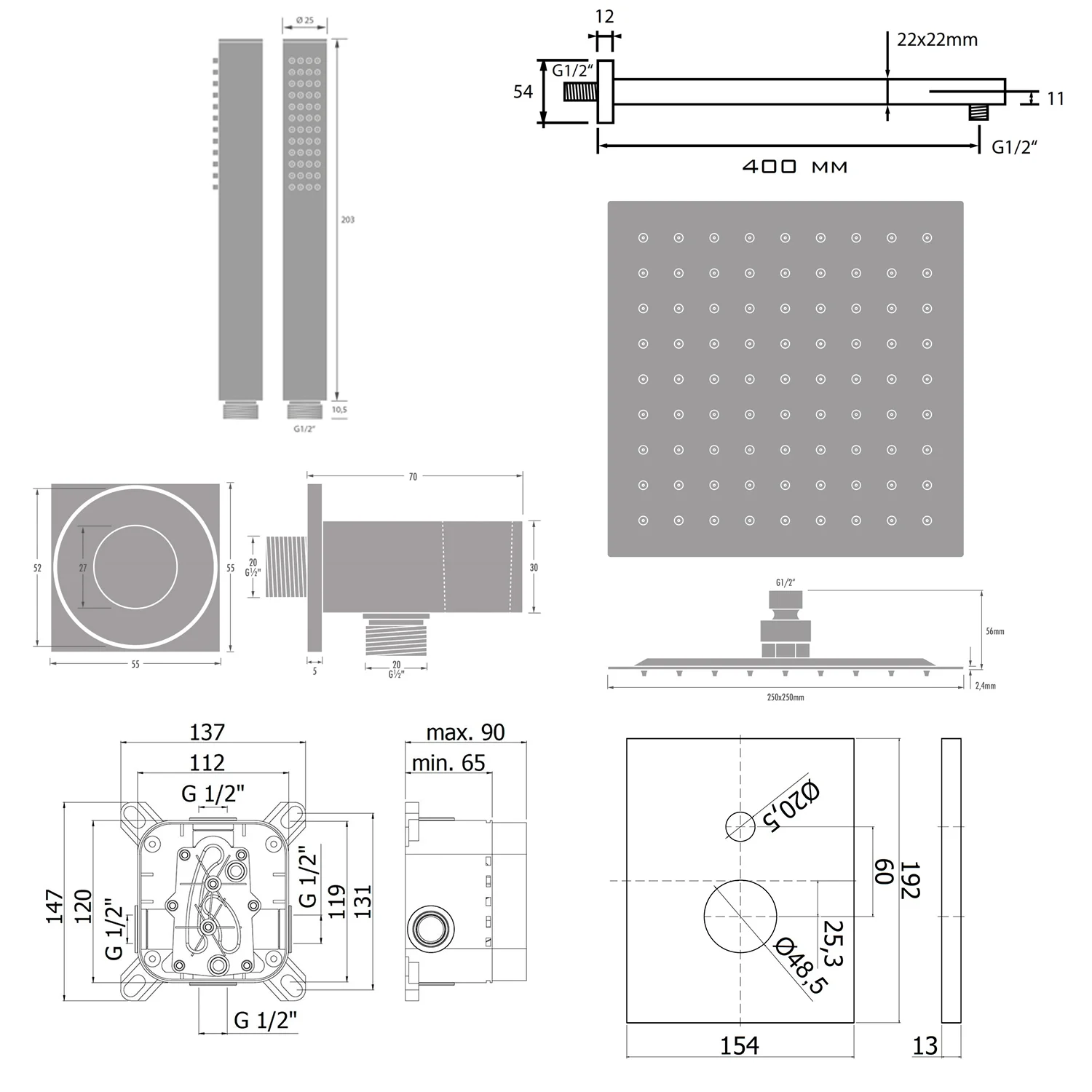 Kronenbach Quara 3.0 Duschsystem Unterputz, Einhebelmischer mit Umsteller, eckig Bild 5