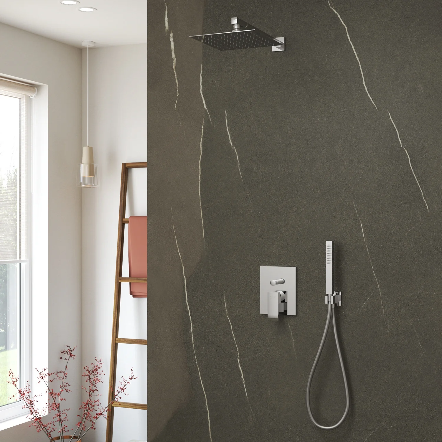 Kronenbach Quara 3.0 Duschsystem Unterputz, Einhebelmischer mit Umsteller, eckig