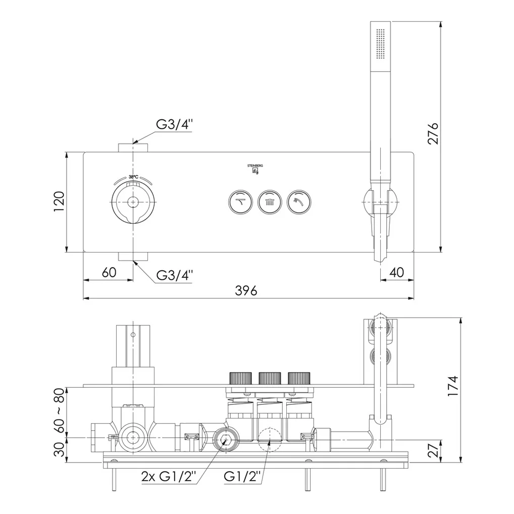 Steinberg Sensual Rain "Wall Rain" Regenpaneel mit Thermostat Bild 5