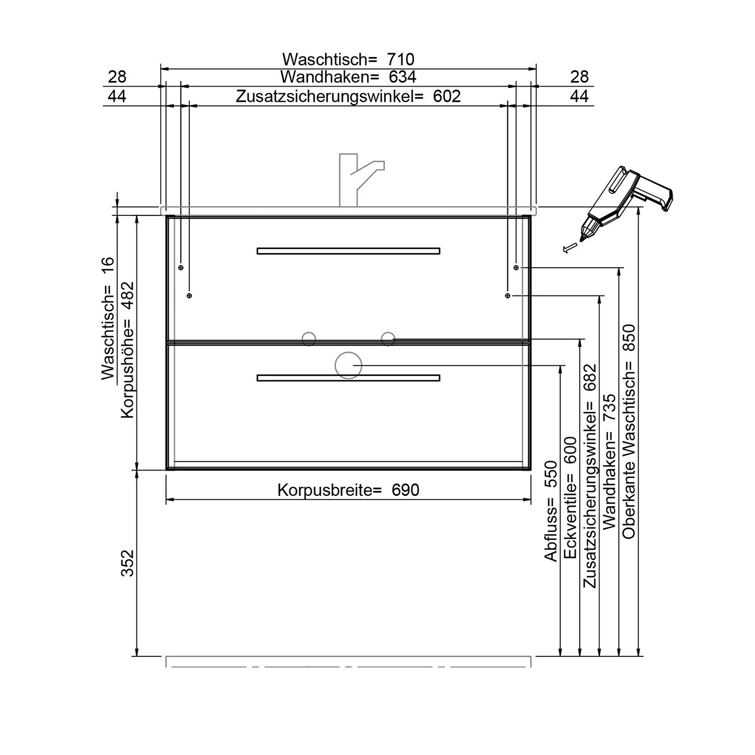 Steinkamp Life 2.0 Badmöbel Set 71 cm mit LED-Spiegelschrank Bild 5