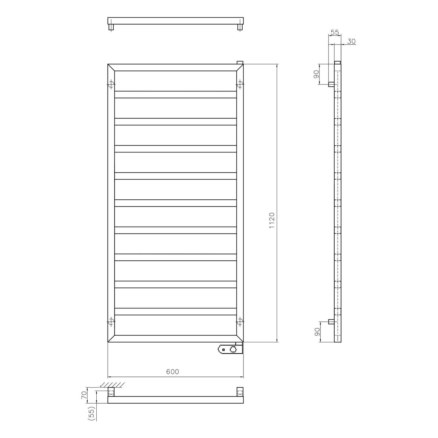 Sturotec Bath 3 E Badheizkörper 60 x 112 cm, rein elektrisch, mit integr. Raumthermostat Bild 4