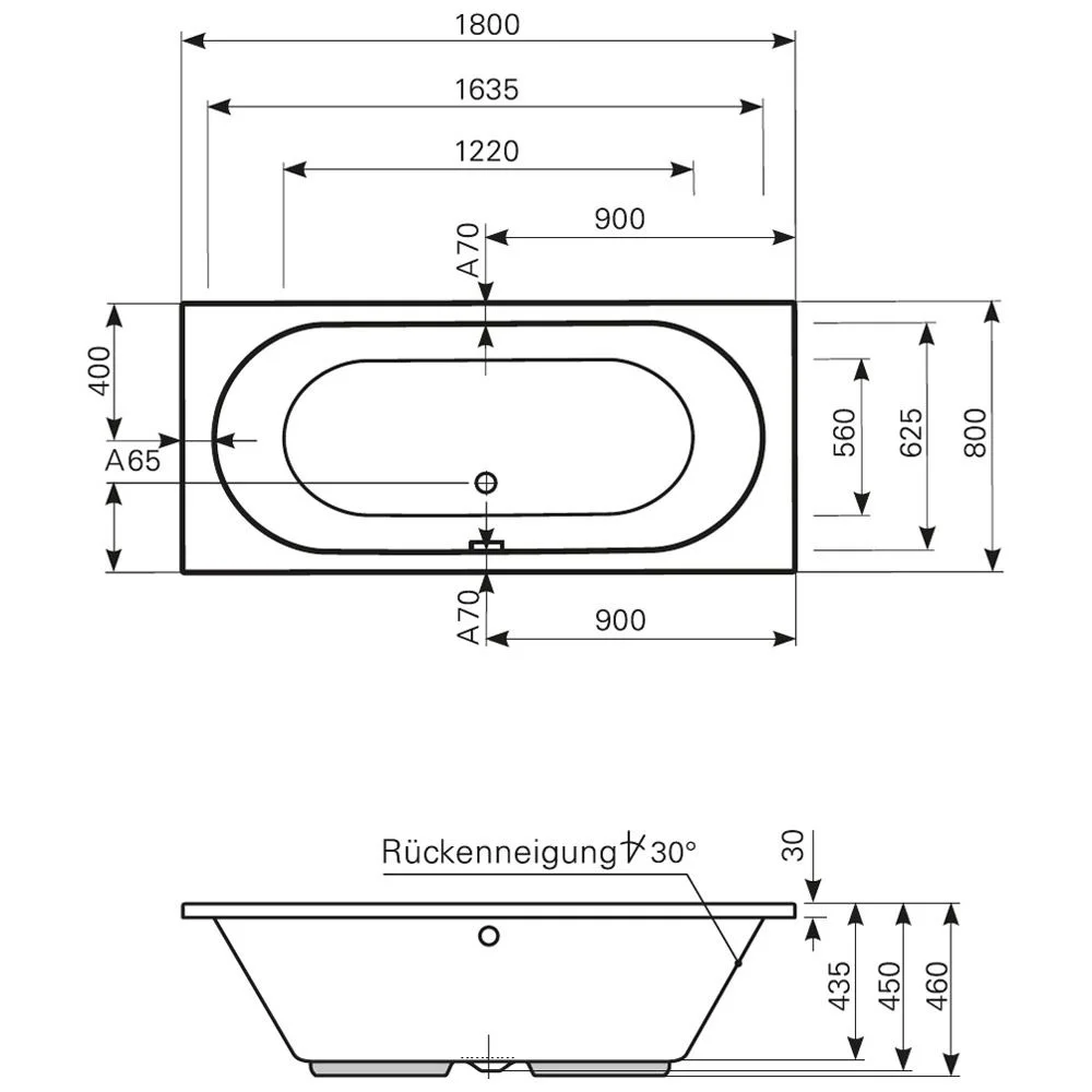 Mauersberger Badewanne Ausana 180 x 80 cm Bild 2