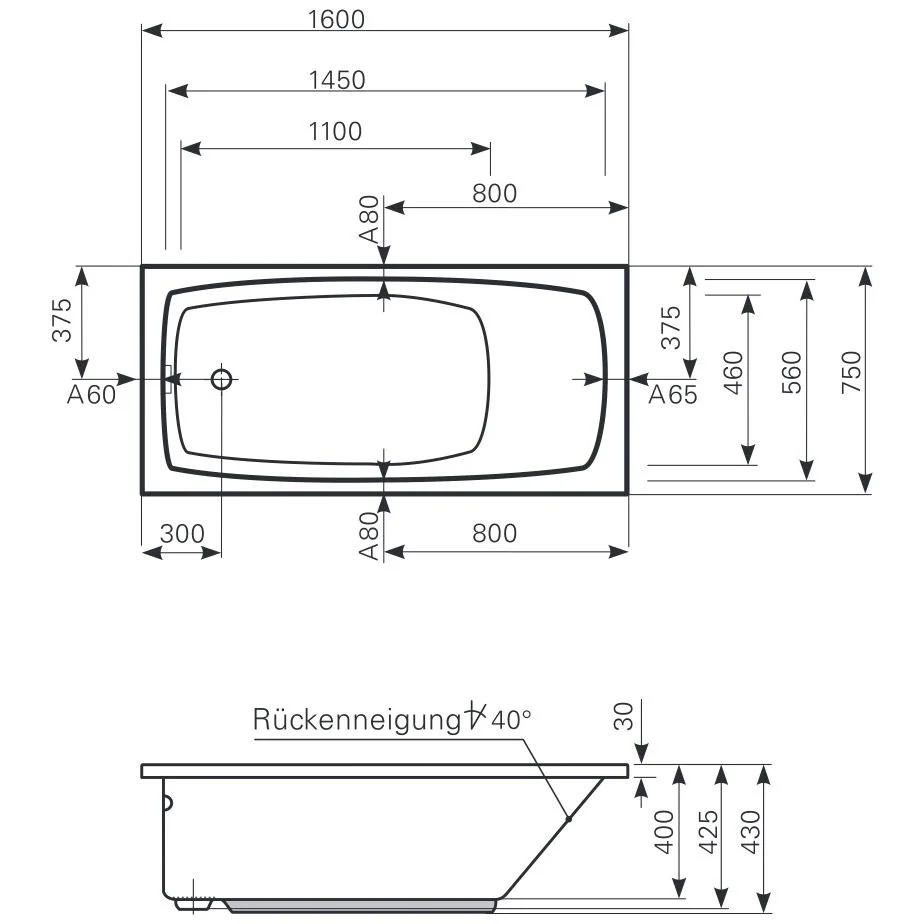 Mauersberger Badewanne Elisal 160 x 75 cm Bild 2