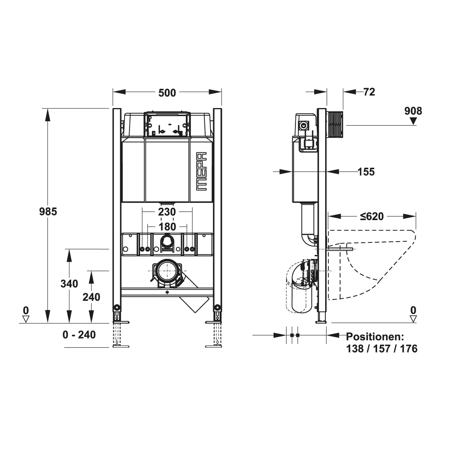 MEPA nextVIT Montageelement für wandhängendes WC Bauhöhe 100 cm Bild 2