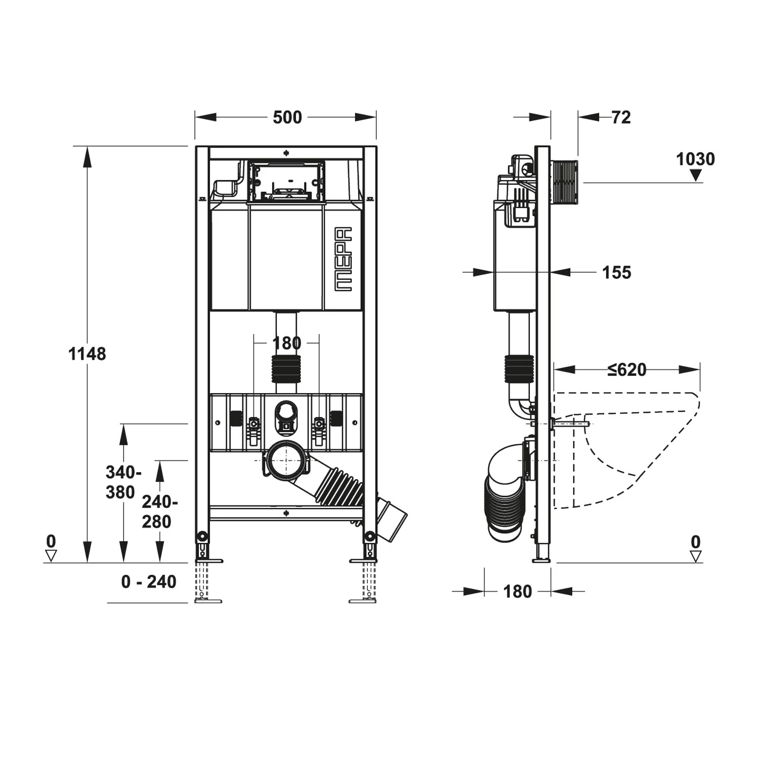 MEPA nextVIT Montageelement für wandhängendes Step WC Bauhöhe 120 cm Bild 2