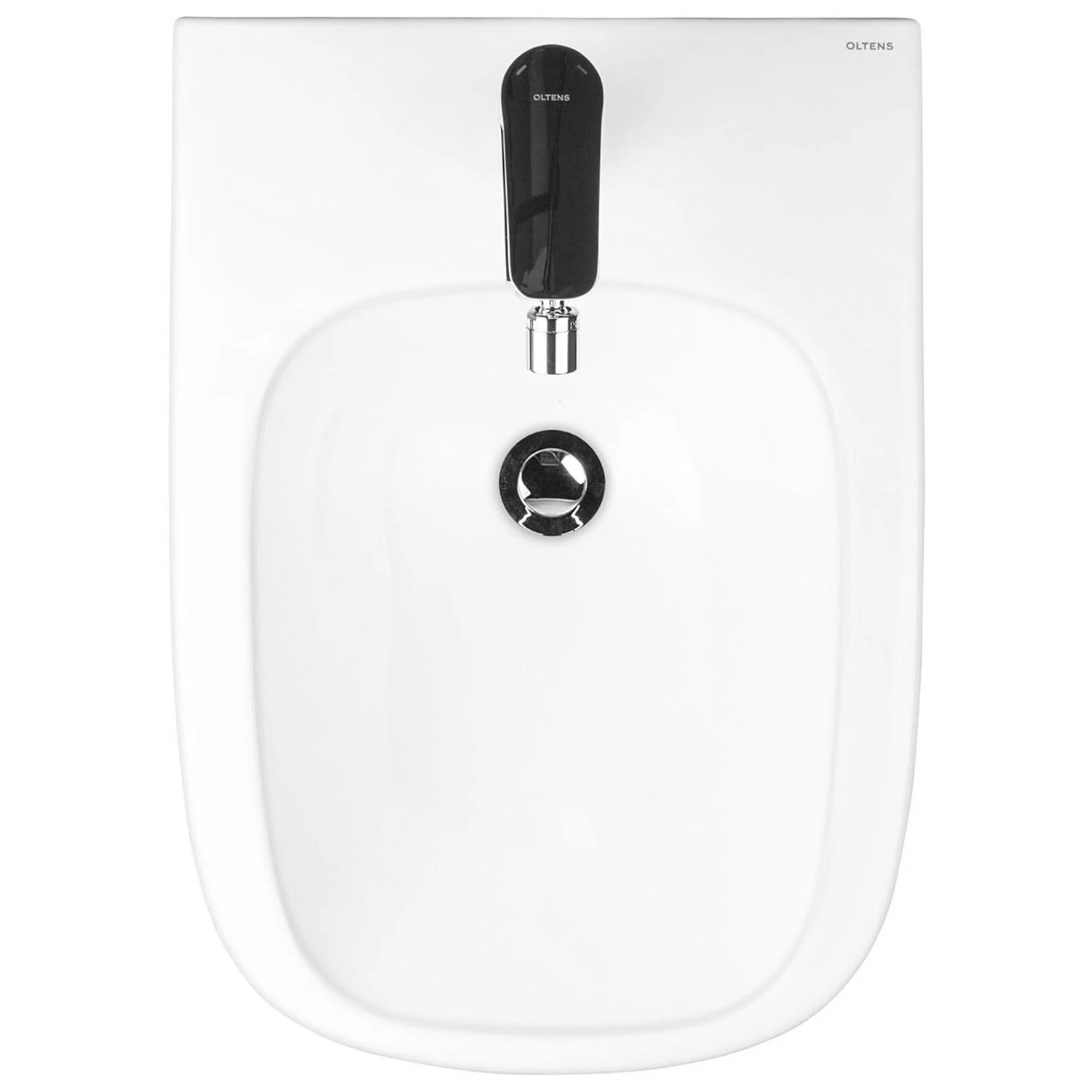 Wycięty biały bidet z góry, Oltens