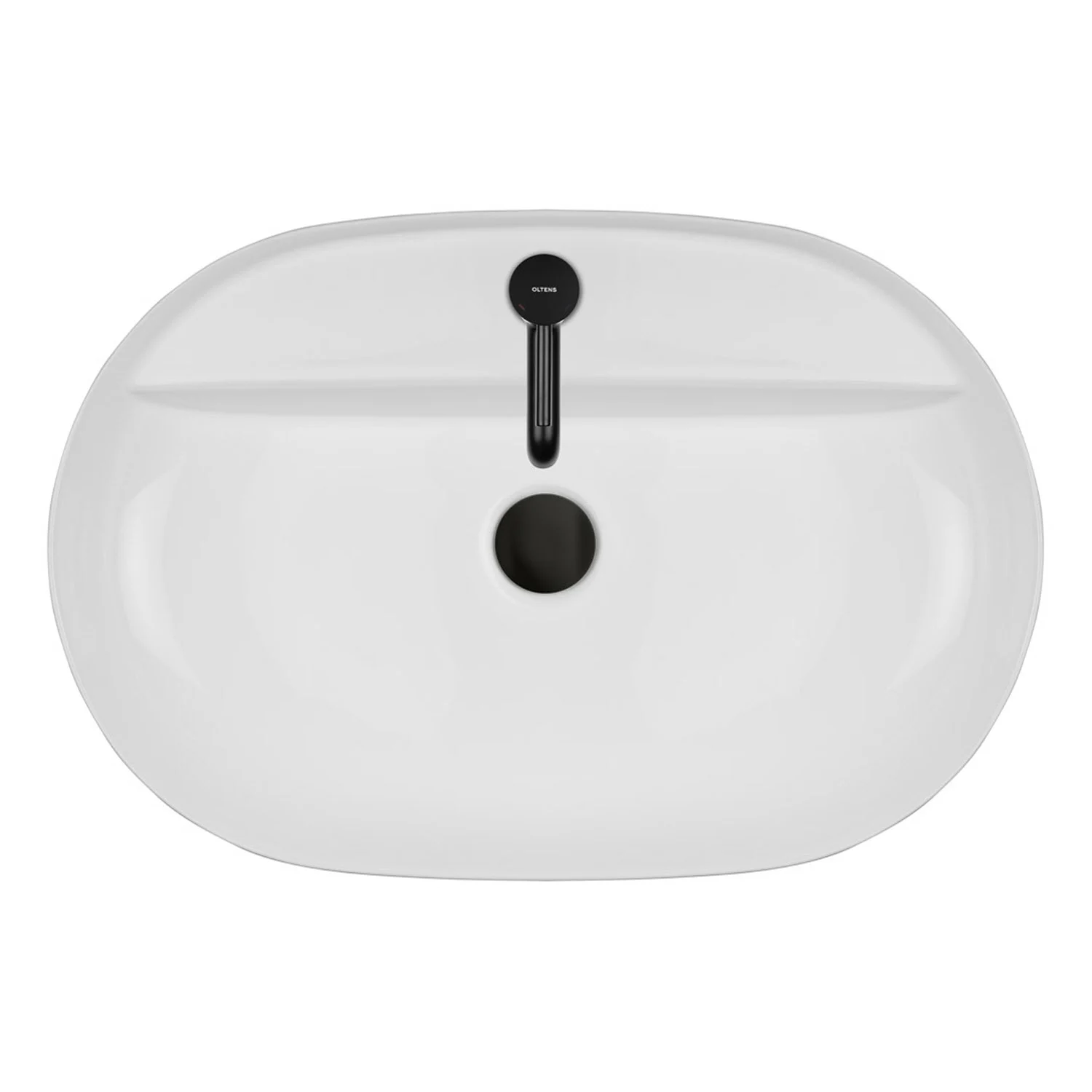 Biała owalna umywalka widok z góry, Oltens