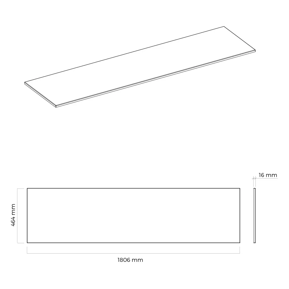 Rysunek techniczny płyty konsolowej 180 cm, Oltens