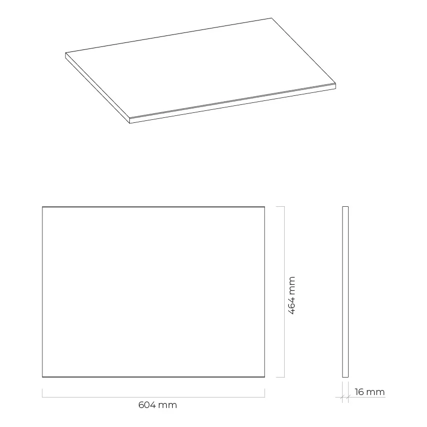 Rysunek techniczny płyty konsolowej 60 cm, Oltens