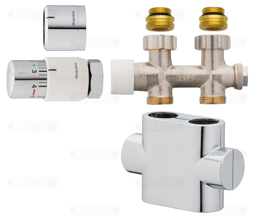 Oventrop Anschluss-Set Durchgangsform für Badheizkörper mit Mittelanschluss