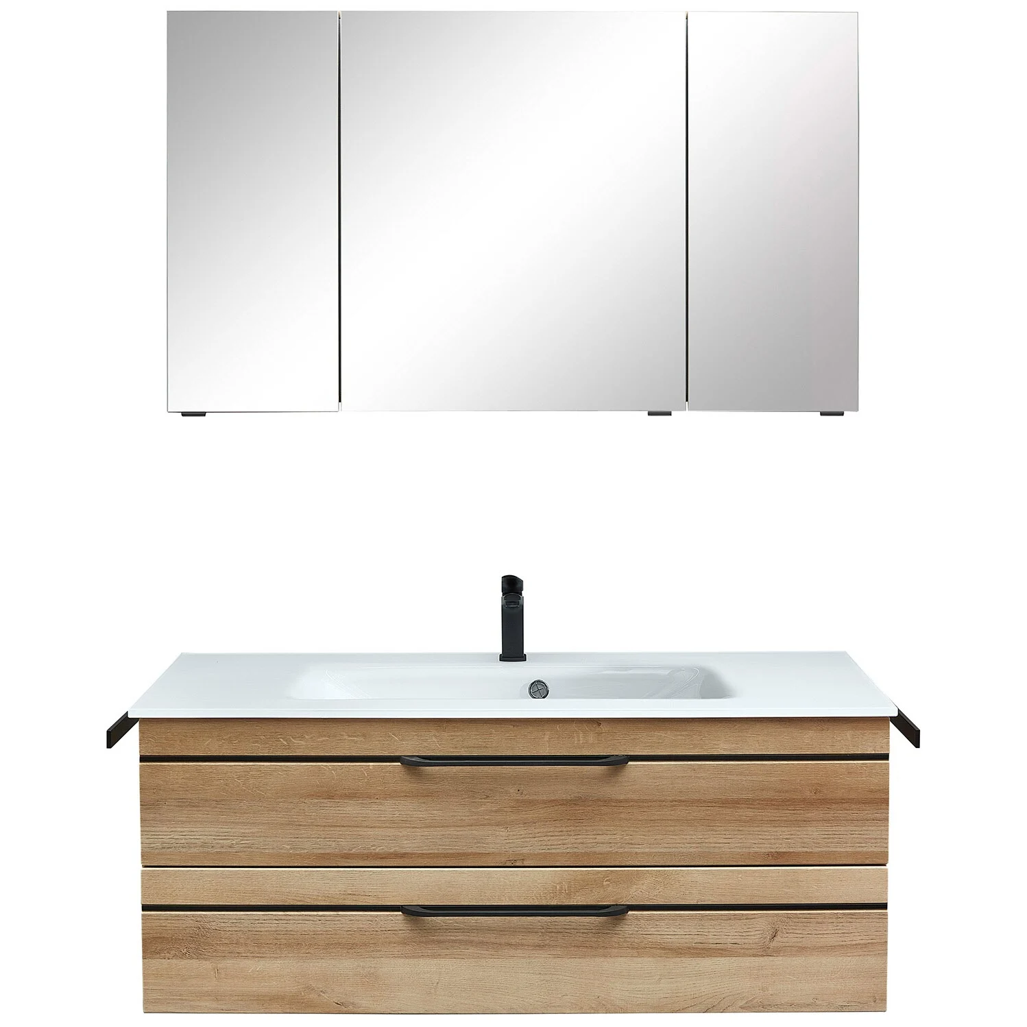 Pelipal Balto Waschtischkombination mit Glaswaschtisch 121 cm, Griff V2 und Spiegelschrank Bild 2