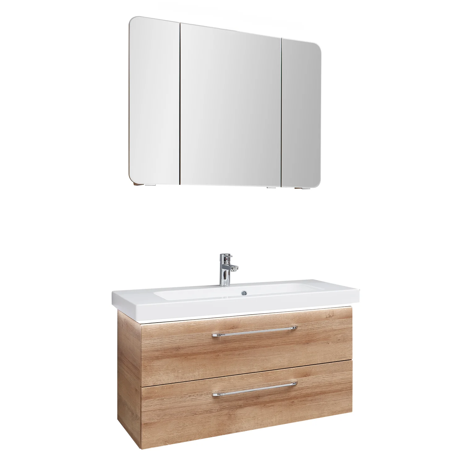 Pelipal Balto Waschtischkombination mit Mineralmarmorwaschtisch 92 cm, Griff Z1 und Spiegelschrank Bild 4