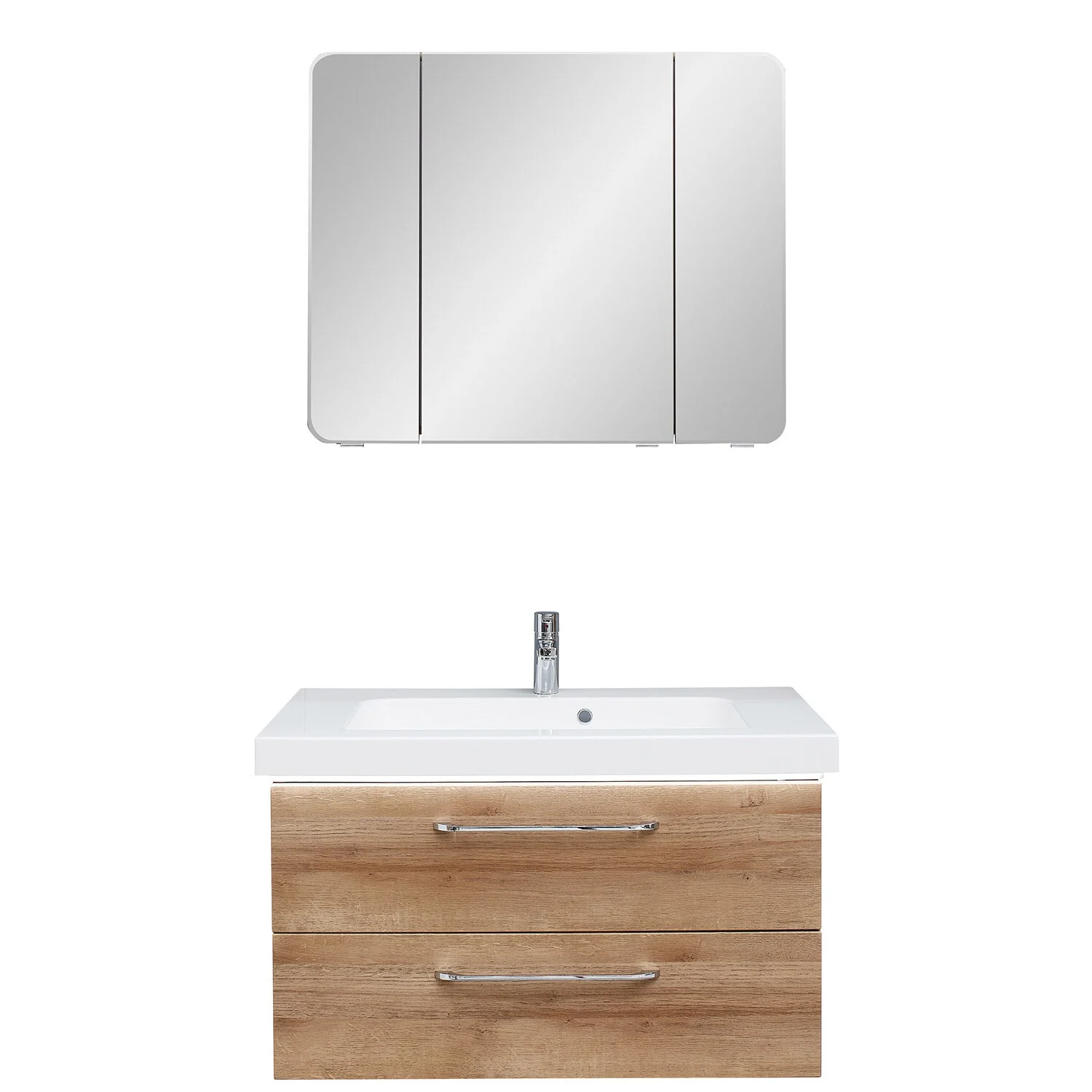 Pelipal Balto Waschtischkombination mit Mineralmarmorwaschtisch 92 cm, Griff Z1 und Spiegelschrank Bild 2