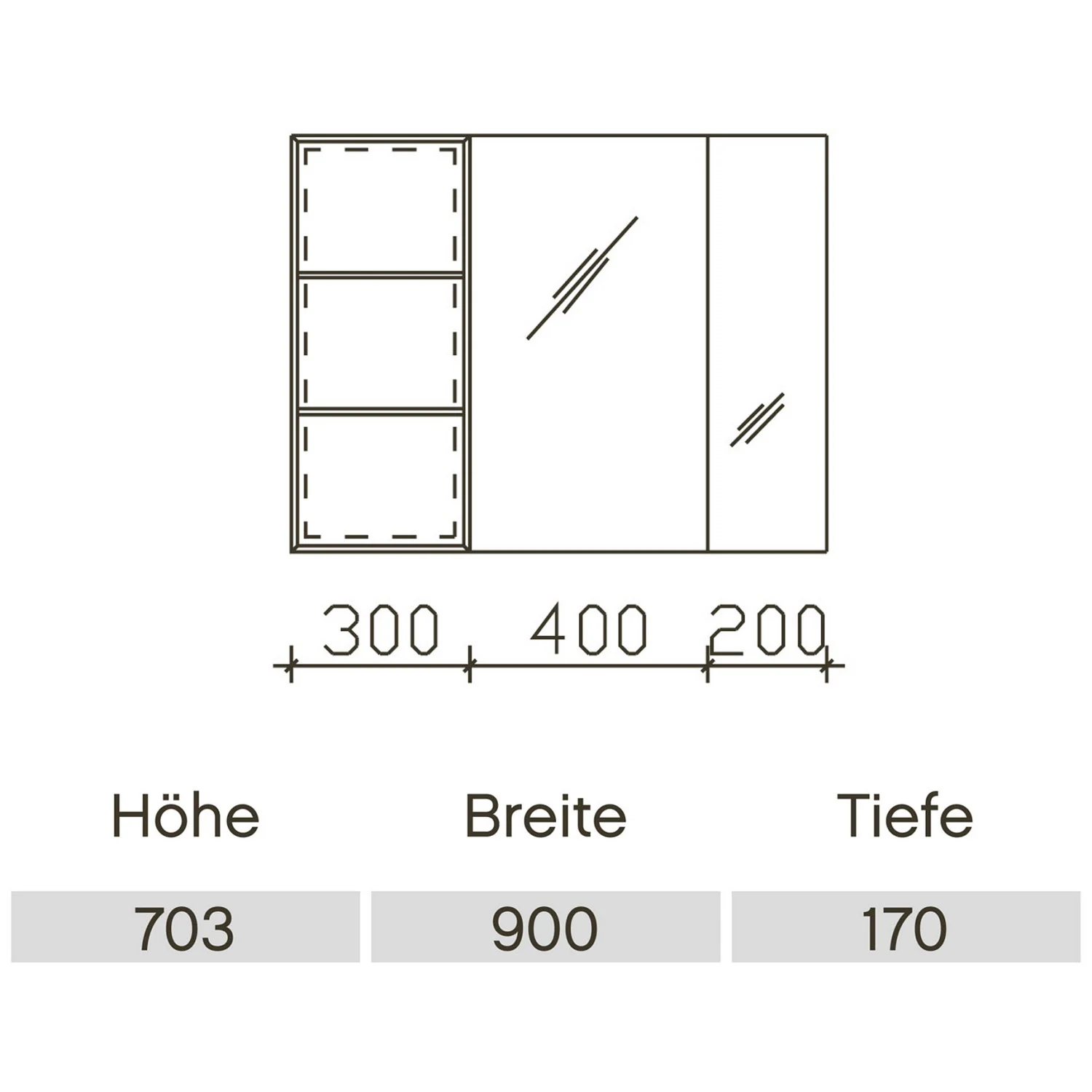 Pelipal Balto Spiegelschrank 90 x 17 x 70,3 cm mit Vitrine rechts Bild 4