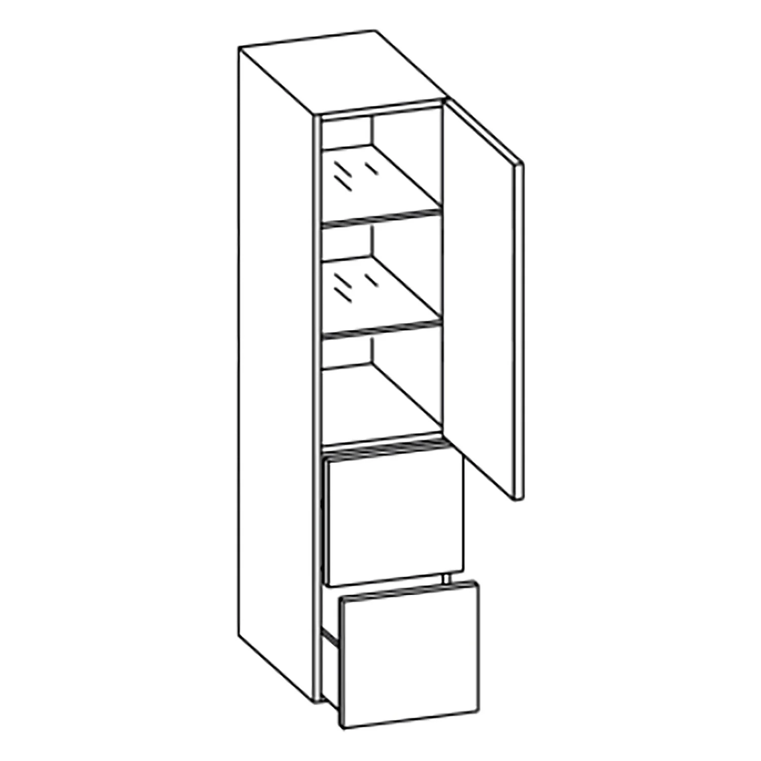Pelipal Serie 3006 Midischrank 30 x 38 x 130 cm mit 1 Drehtür, 2 Schubkästen Bild 4