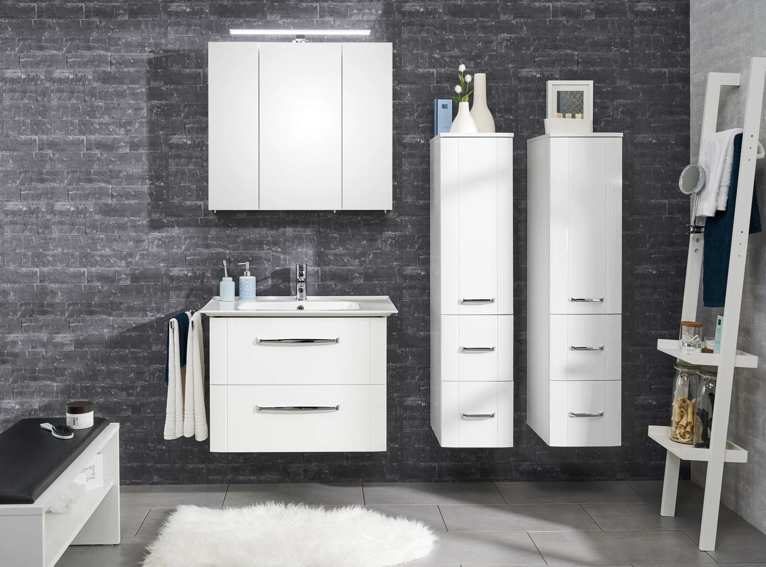 Pelipal Serie 3006 Midischrank 30 x 38 x 130 cm mit 1 Drehtür, 2 Schubkästen Bild 7