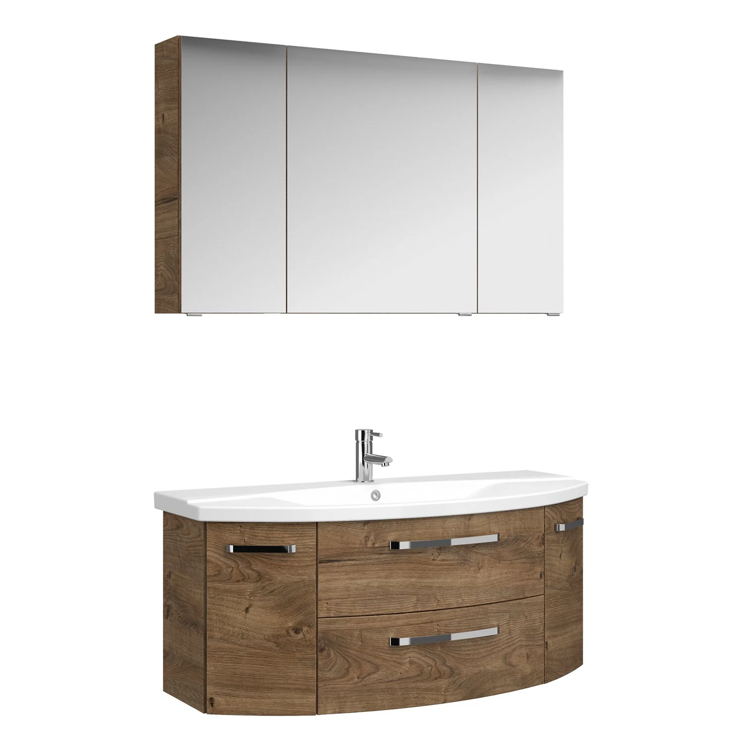 Pelipal Serie 4010 Möbelkombination 120 cm mit Spiegelschrank, Keramikwaschtisch und Waschtischunterschrank