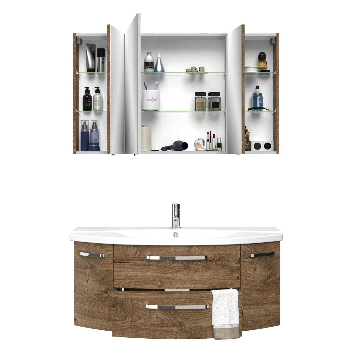 Pelipal Serie 4010 Möbelkombination 120 cm mit Spiegelschrank, Keramikwaschtisch und Waschtischunterschrank Bild 2