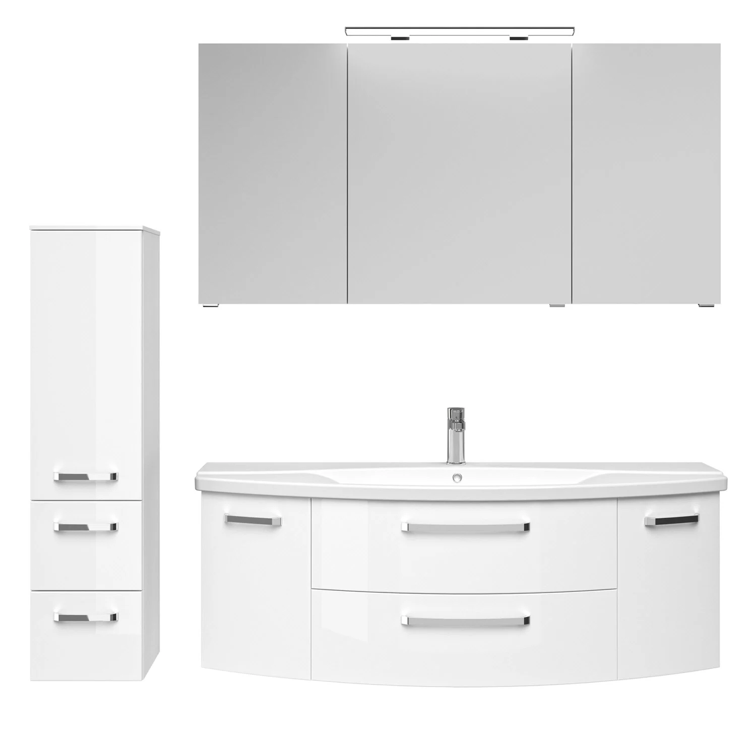 Pelipal Serie 4010 Möbelkombination 140 cm mit Spiegelschrank mit LED-Aufsatzleuchte, Keramikwaschtisch und Waschtischunterschrank Bild 7