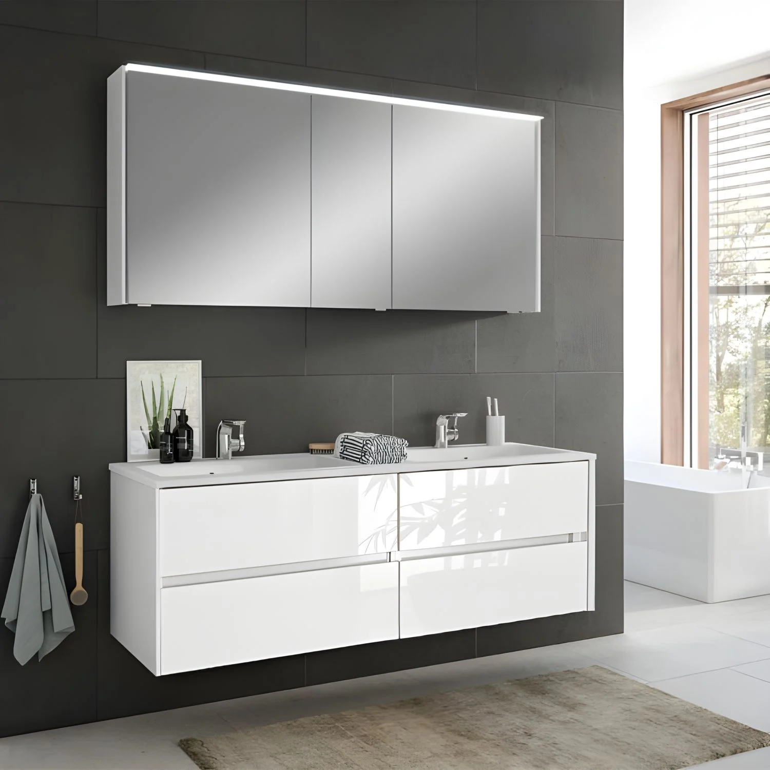 Pelipal Serie 6010 Waschtischunterschrank 152 x 49,3 x 51,2 cm, mit 4 Auszügen Bild 2