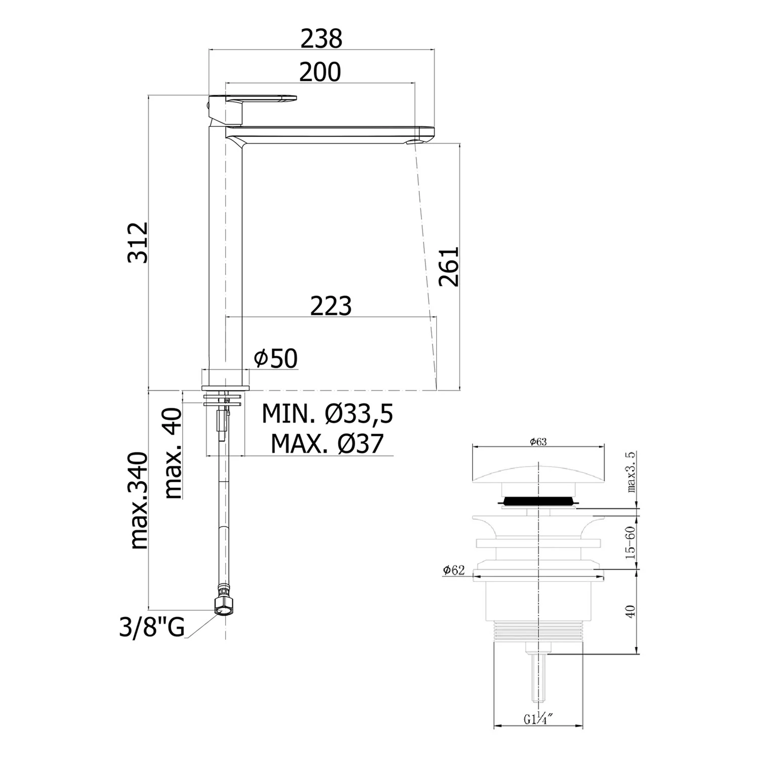 pianura Giulia Waschtisch-Einhebelmischer, wassersparend XXL Bild 2
