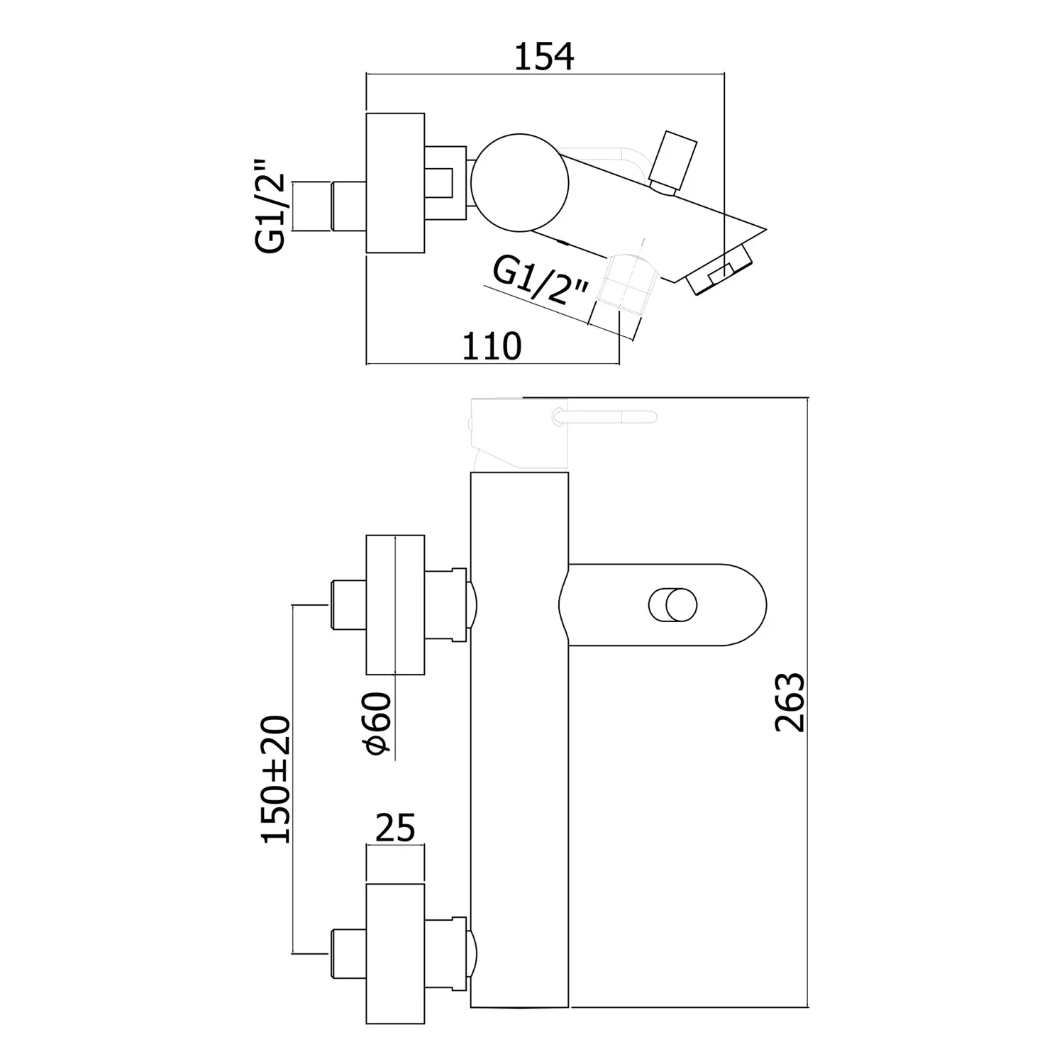 pianura Stella Badewannen-Einhebelmischer Aufputz mit Brauseanschluss Bild 2