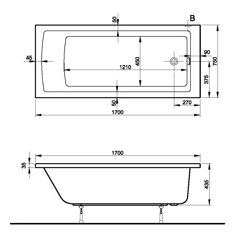 pianura Gina Solo-Badewanne 170 x 75 cm Bild 5