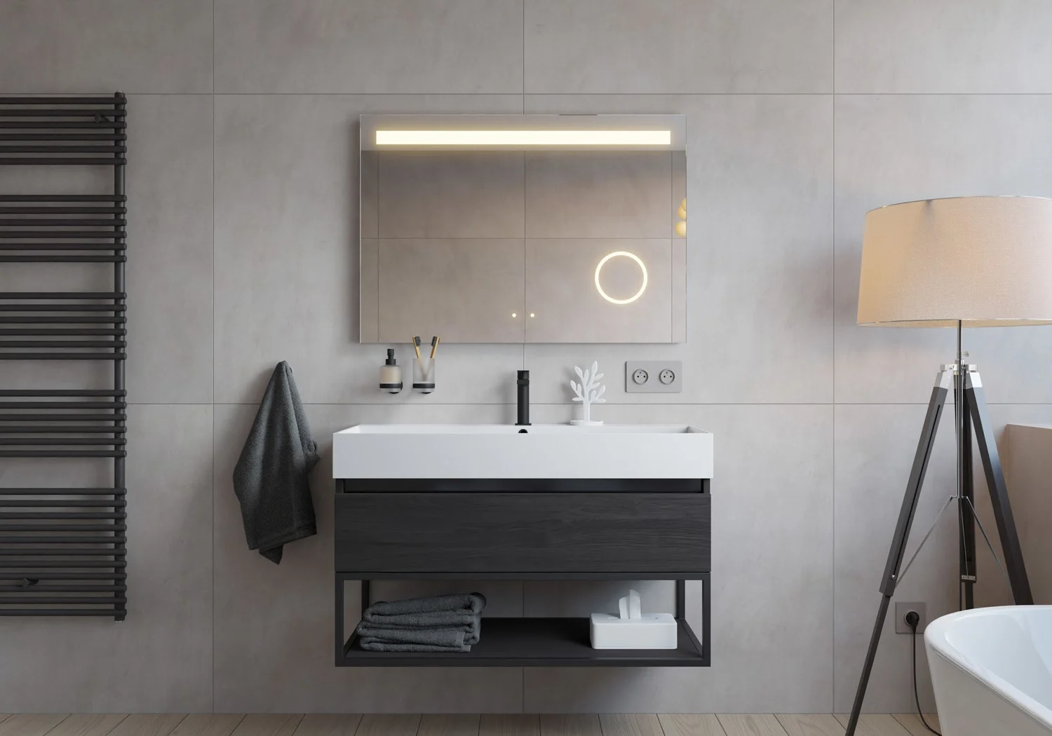 pianura Mia LED-Badspiegel 100 x 70 cm mit Spiegelheizung und stilvollem Lichtdesign Bild 4