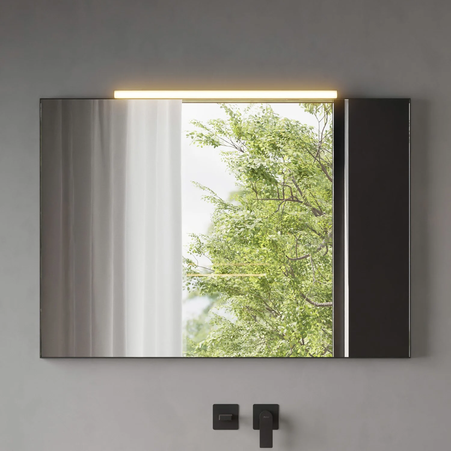 pianura Mia LED-Badspiegel 100 x 70 cm in Schwarz