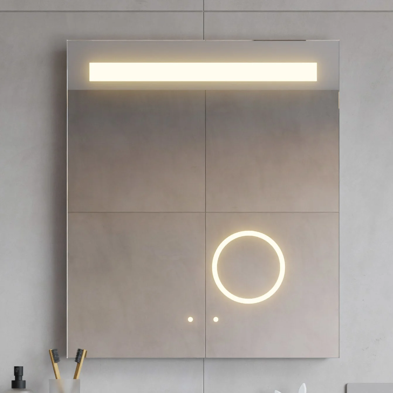 pianura Mia LED Badspiegel 60 x 70 cm mit Spiegelheizung und integrierter Beleuchtung