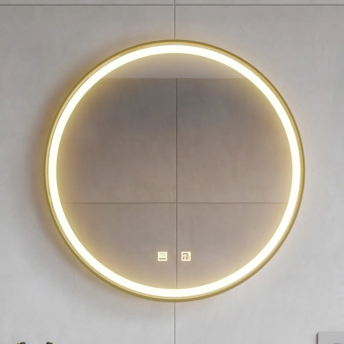 pianura Mia LED-Badspiegel mit Spiegelheizung in Schwarz, 60 cm