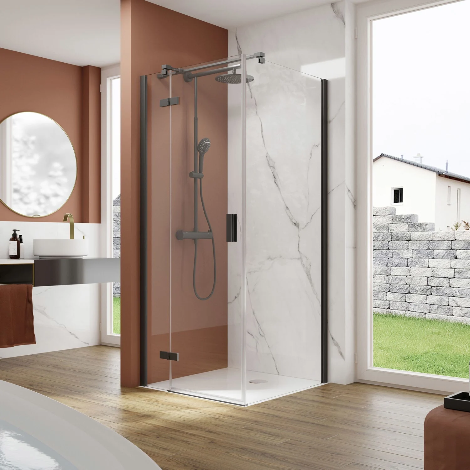 pianura Arianna Drehtür mit Festteil und Seitenwand 120 x 80 cm, Türanschlag links Bild 3