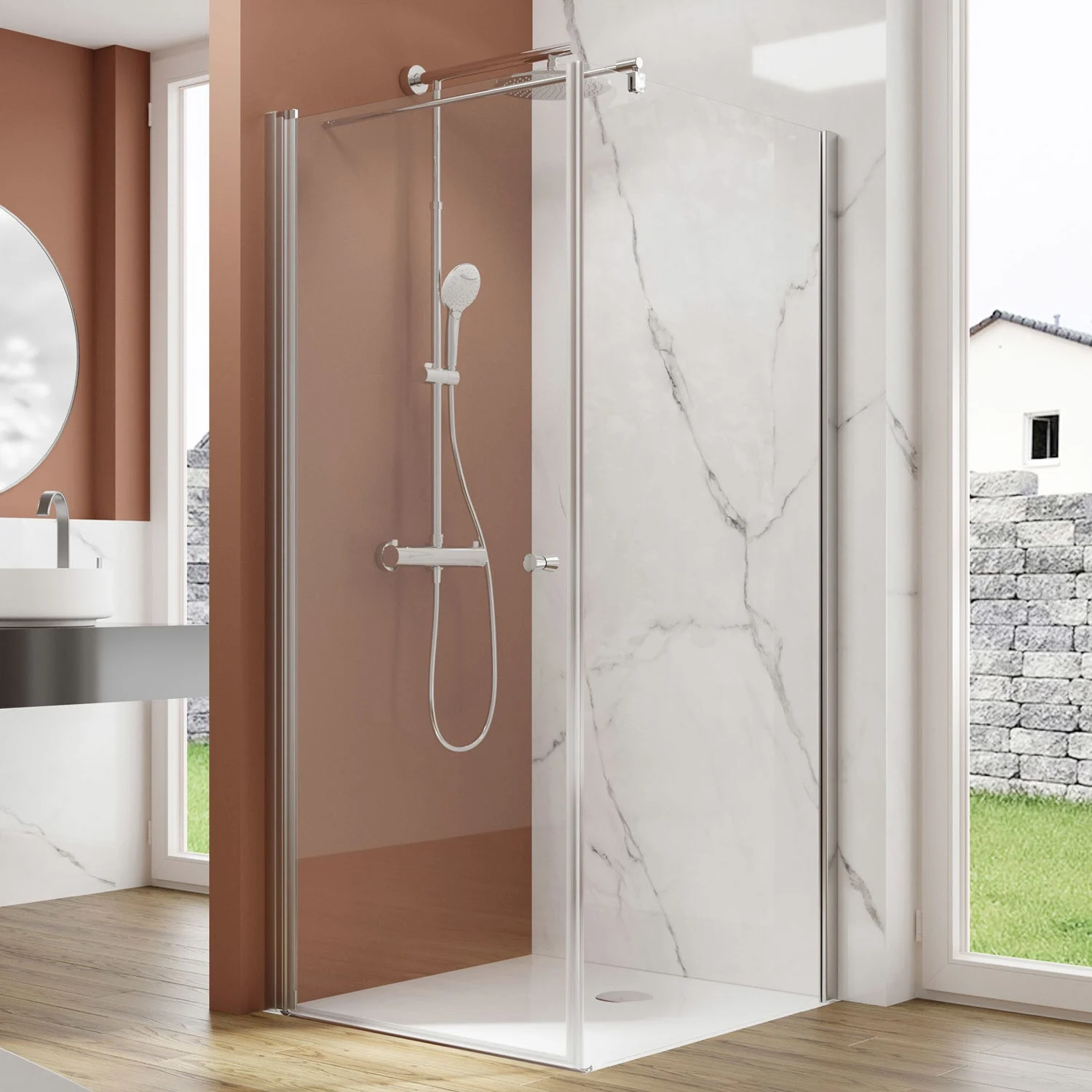 pianura Giulia Drehtür mit Seitenwand 90 x 90 cm