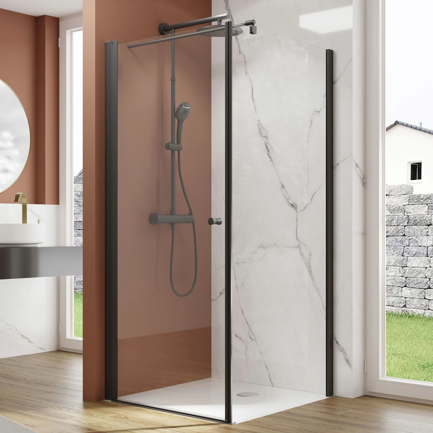 pianura Giulia Drehtür mit Seitenwand 90 x 90 cm