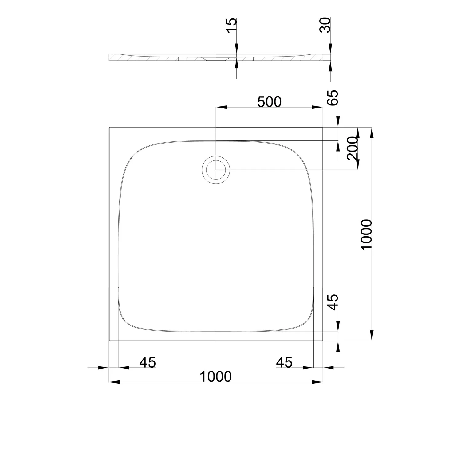 pianura Emilia mineral Duschwanne 100 x 100 x 3 cm Bild 5