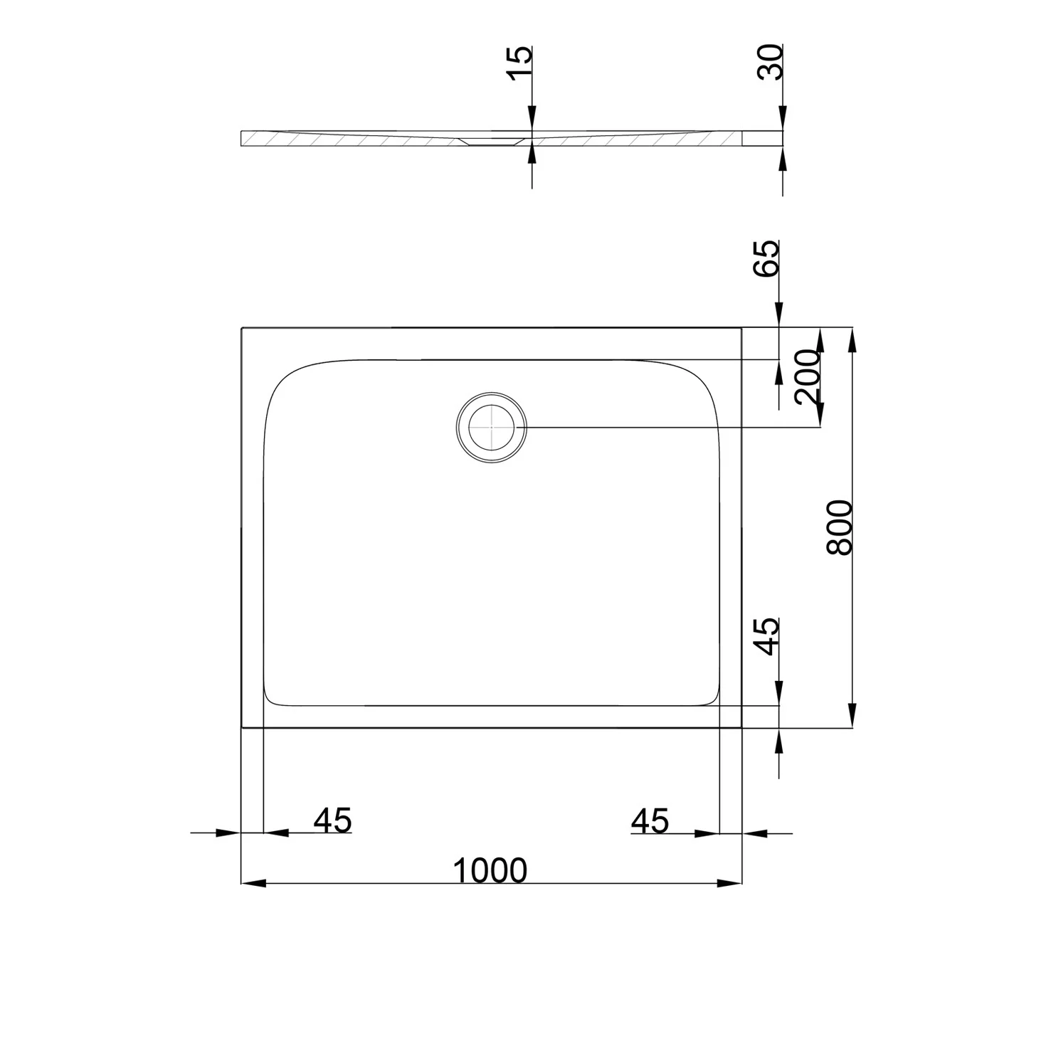 pianura Emilia mineral Duschwanne 100 x 80 x 3 cm Bild 5