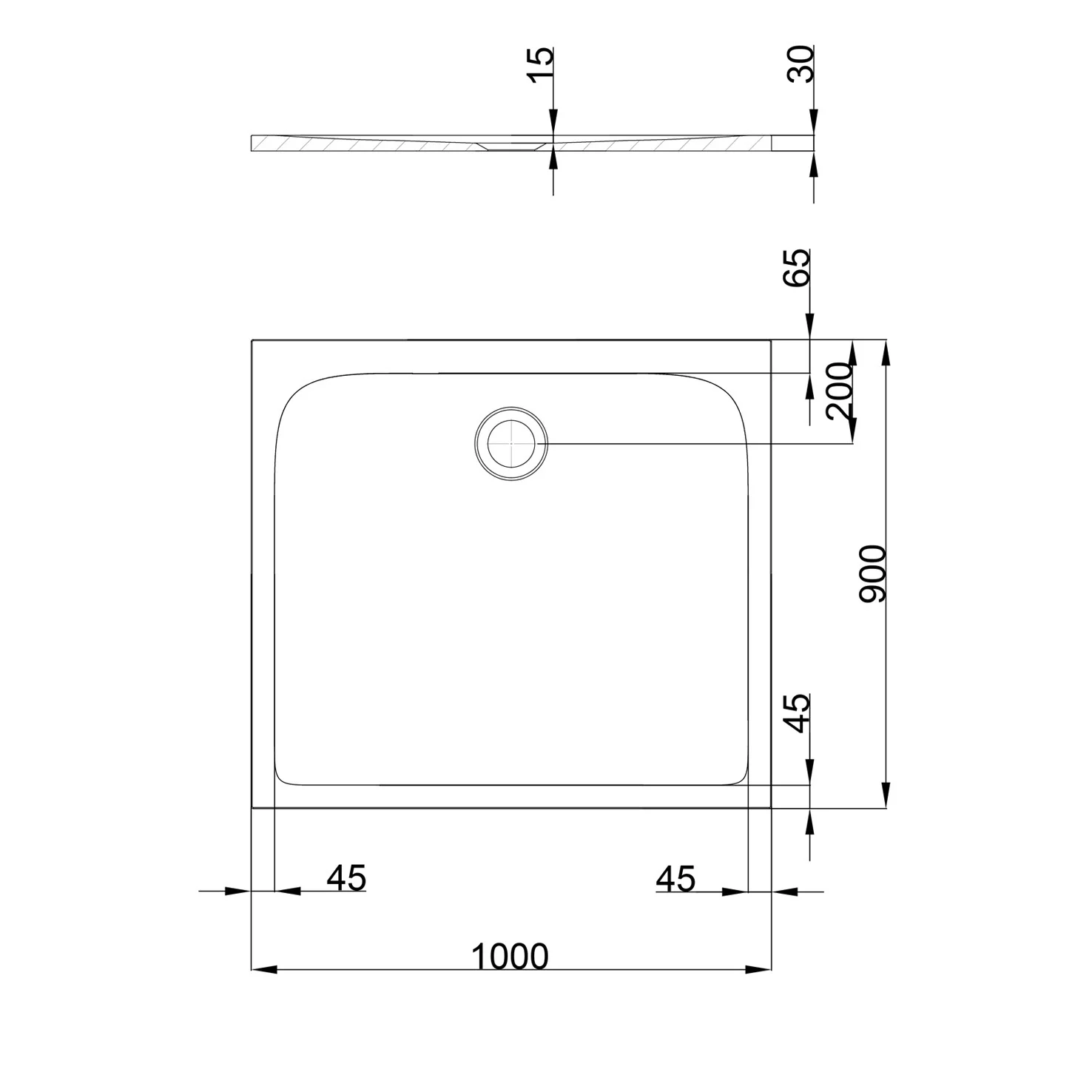 pianura Emilia mineral Duschwanne 100 x 90 x 3 cm Bild 5