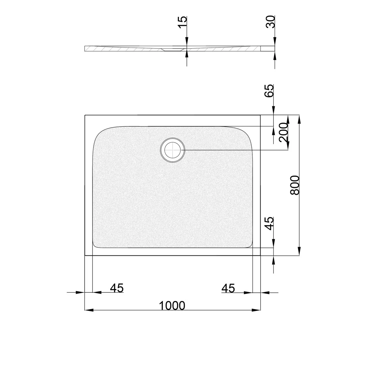 pianura Emilia mineral Duschwanne 100 x 80 x 3 cm mit Antirutsch Bild 4
