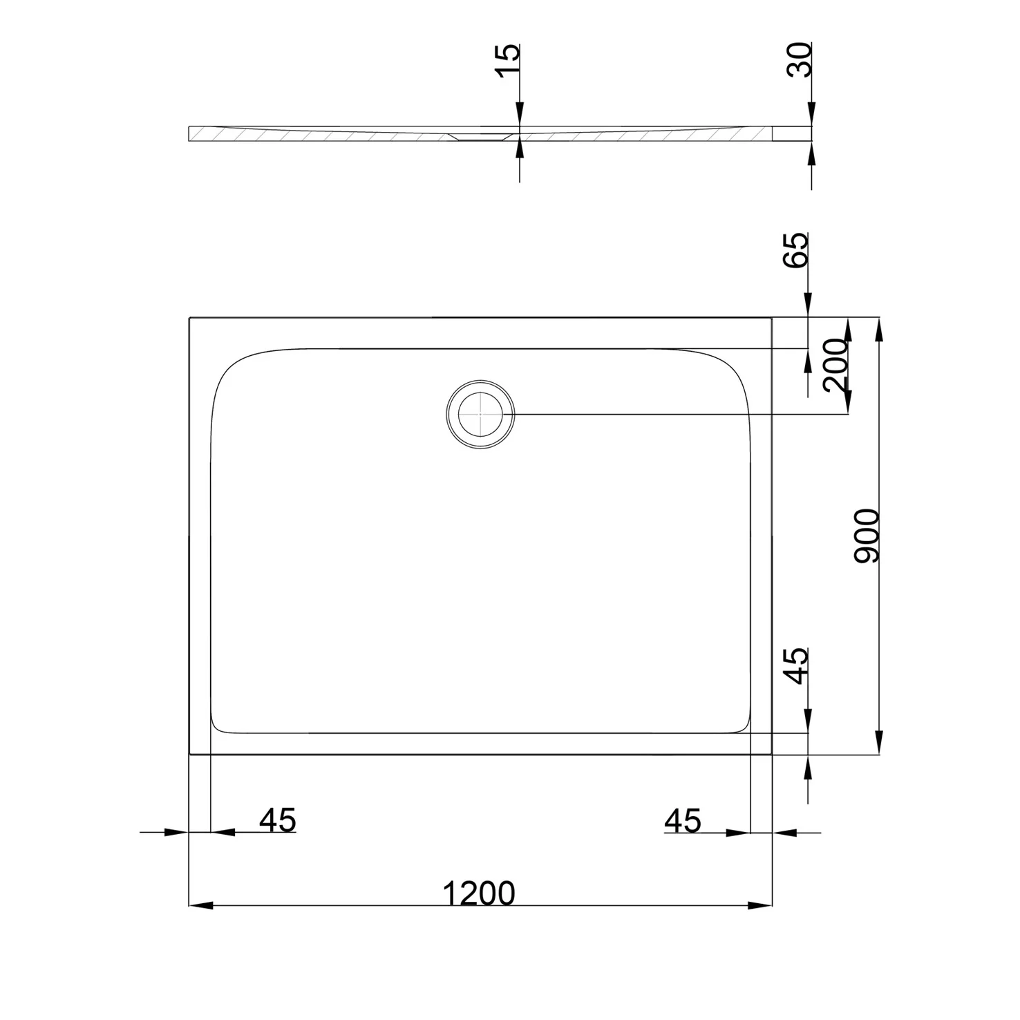 pianura Emilia mineral Duschwanne 120 x 90 x 3 cm Bild 5