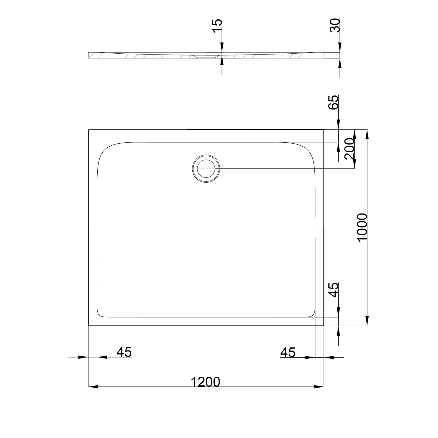 pianura Emilia mineral Duschwanne 120 x 100 x 3 cm Bild 5