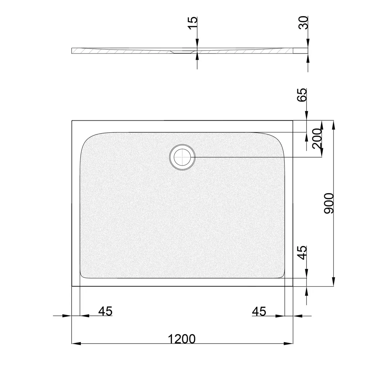 pianura Emilia mineral Duschwanne 120 x 90 x 3 cm mit Antirutsch Bild 4