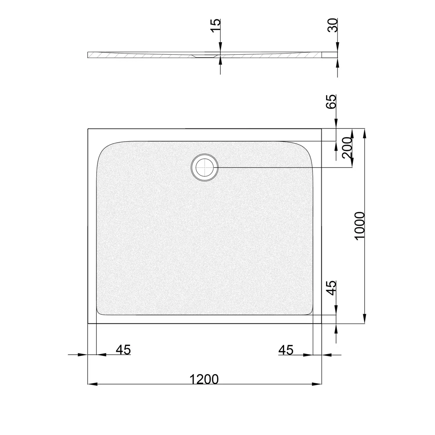 pianura Emilia mineral Duschwanne 120 x 100 x 3 cm mit Antirutsch Bild 4