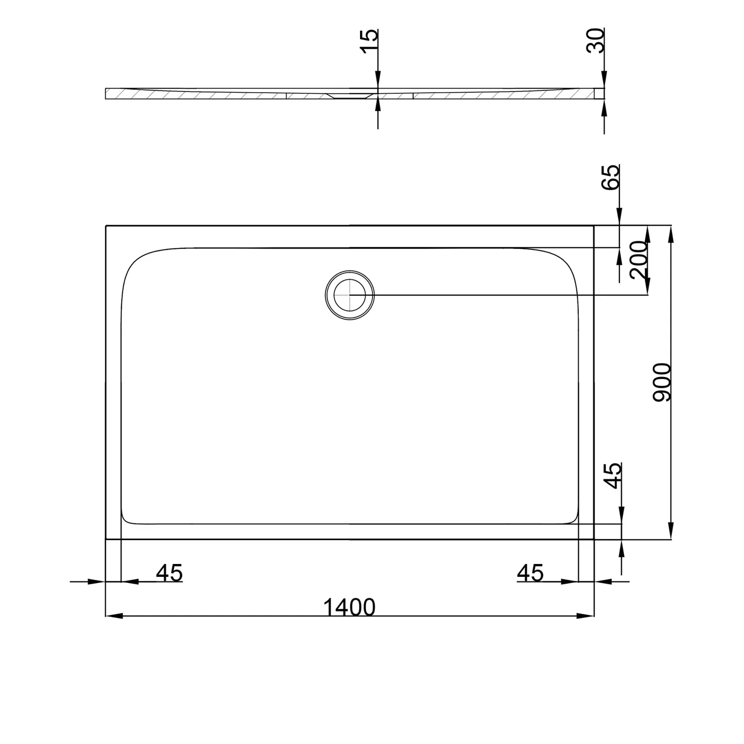 pianura Emilia mineral Duschwanne 140 x 90 x 3 cm Bild 5