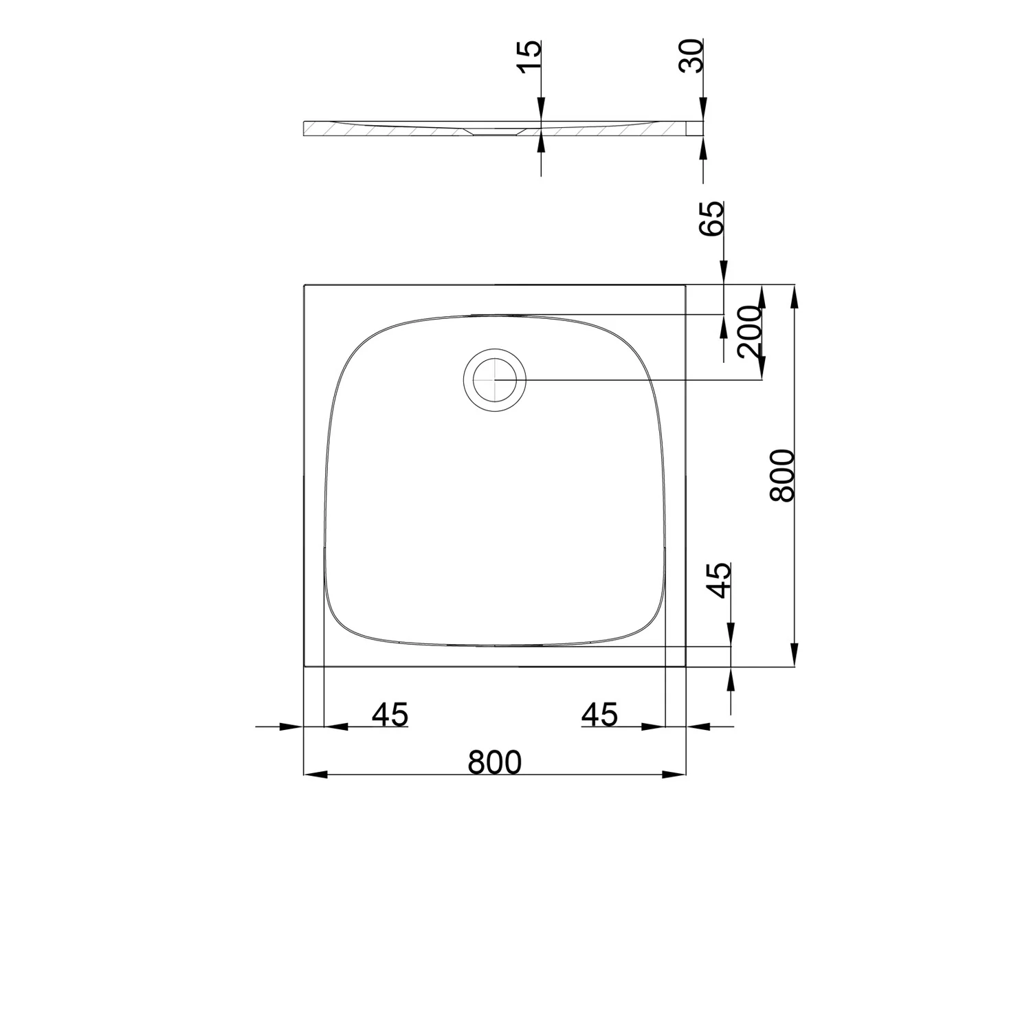 pianura Emilia mineral Duschwanne 80 x 80 x 3 cm Bild 5