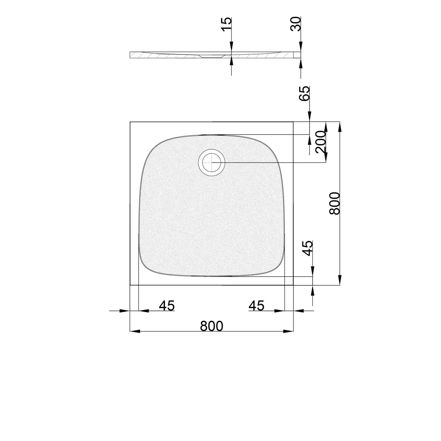 pianura Emilia mineral Duschwanne 80 x 80 x 3 cm mit Antirutsch Bild 4